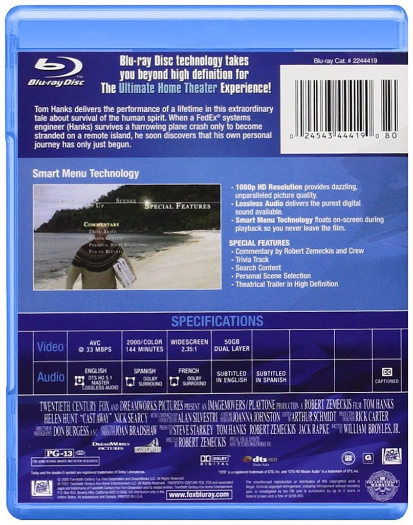 Cast Away Blu-ray movie collectible [Barcode 5050582894233] - Main Image 2