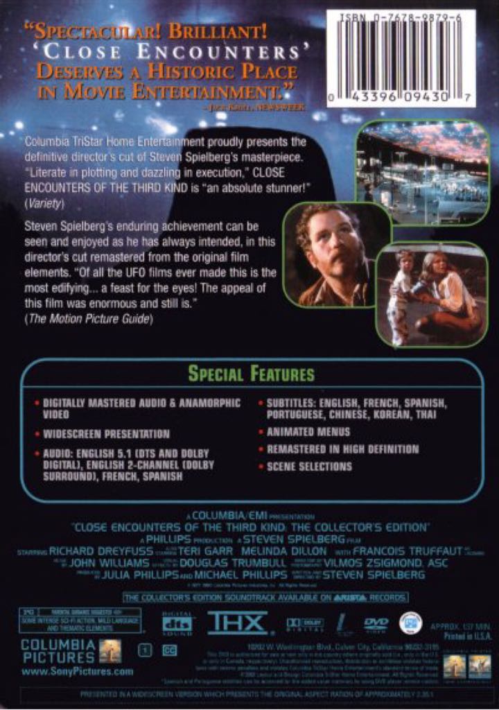 Close Encounters Of The Third Kind / Starman DVD movie collectible [Barcode 043396167698] - Main Image 2