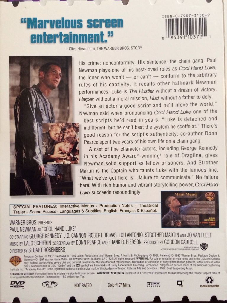 Cool Hand Luke DVD movie collectible [Barcode 085391103721] - Main Image 2
