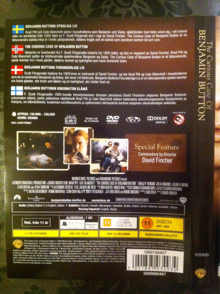 Benjamin Buttons Forunderlige Liv DVD movie collectible [Barcode 5051895034934] - Main Image 2