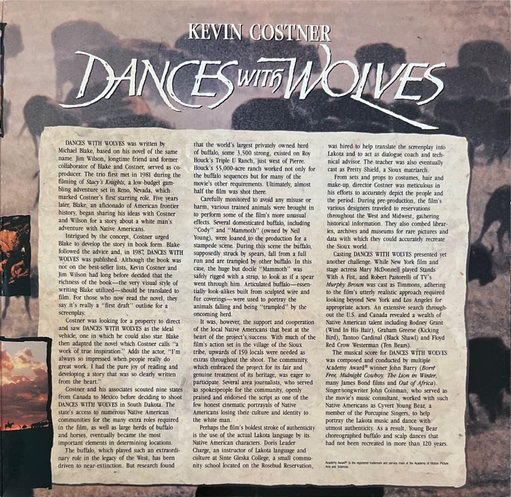 Dances with Wolves Laser Disc movie collectible [Barcode 014381828368] - Main Image 4