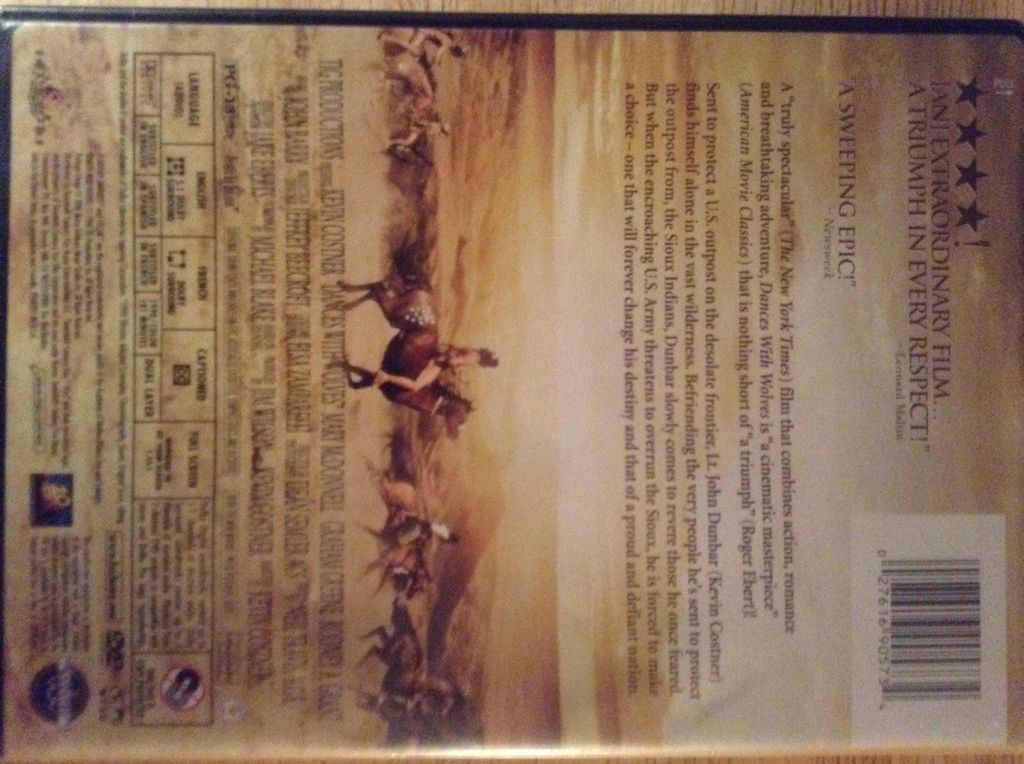 Dances With Wolves DVD movie collectible [Barcode 027616905734] - Main Image 2