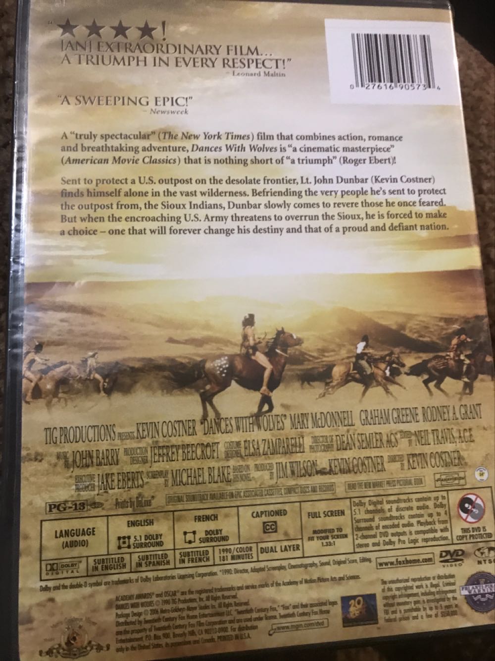 Dances with Wolves DVD movie collectible [Barcode 2761690543] - Main Image 2