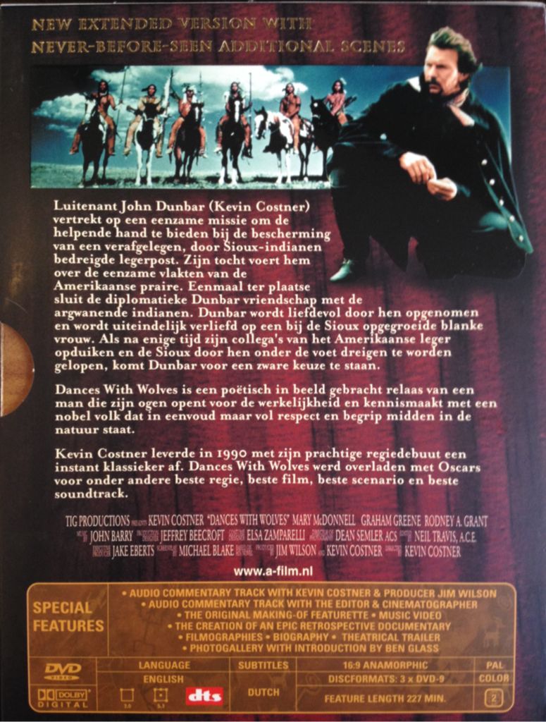 Dances with Wolves DVD movie collectible [Barcode 8716777039298] - Main Image 2