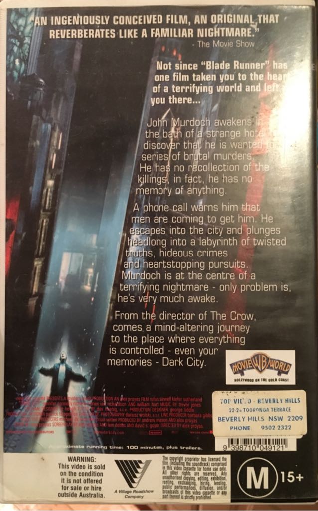 Dark City VHS movie collectible [Barcode 8017229000706] - Main Image 2