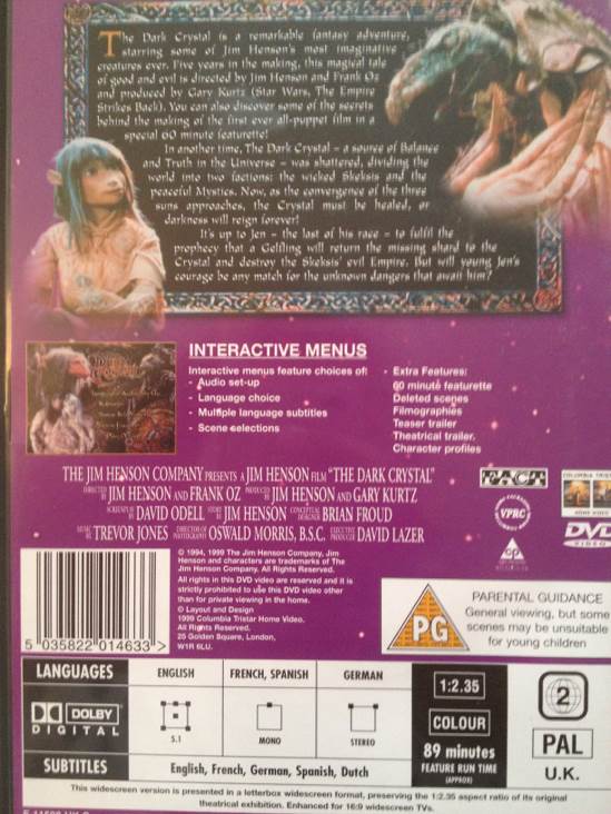 The Dark Crystal HD DVD movie collectible [Barcode 5035822014633] - Main Image 2