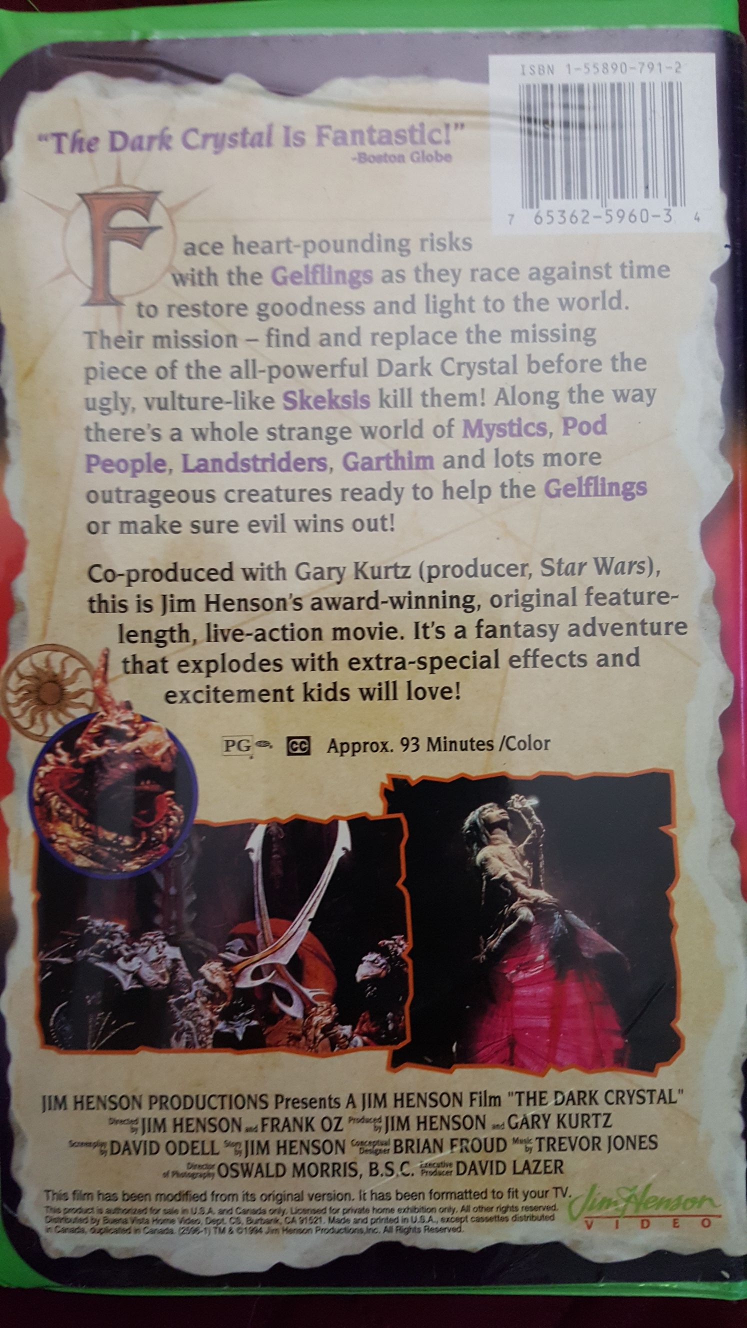 The Dark Crystal VHS movie collectible [Barcode 765362596034] - Main Image 2