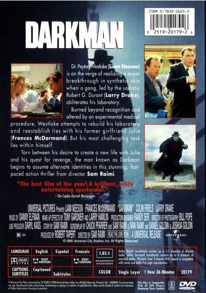 Darkman DVD movie collectible [Barcode 025192017926] - Main Image 2