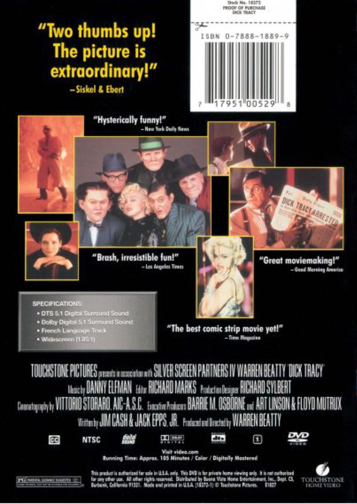 Dick Tracy✅🧳 DVD movie collectible [Barcode 7321901345377] - Main Image 2