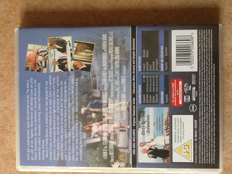 Dirty Rotten Scoundrels DVD movie collectible [Barcode 5050070006698] - Main Image 2