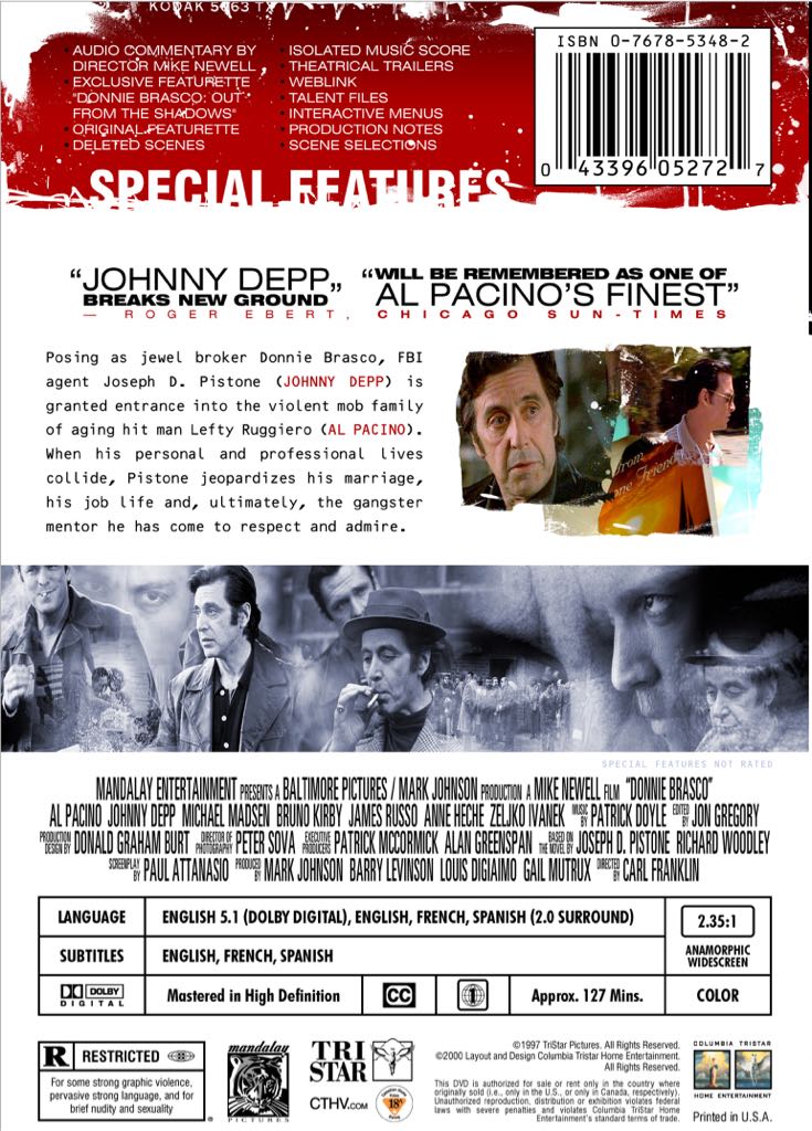 Donnie Brasco DVD movie collectible [Barcode 5017239190186] - Main Image 2