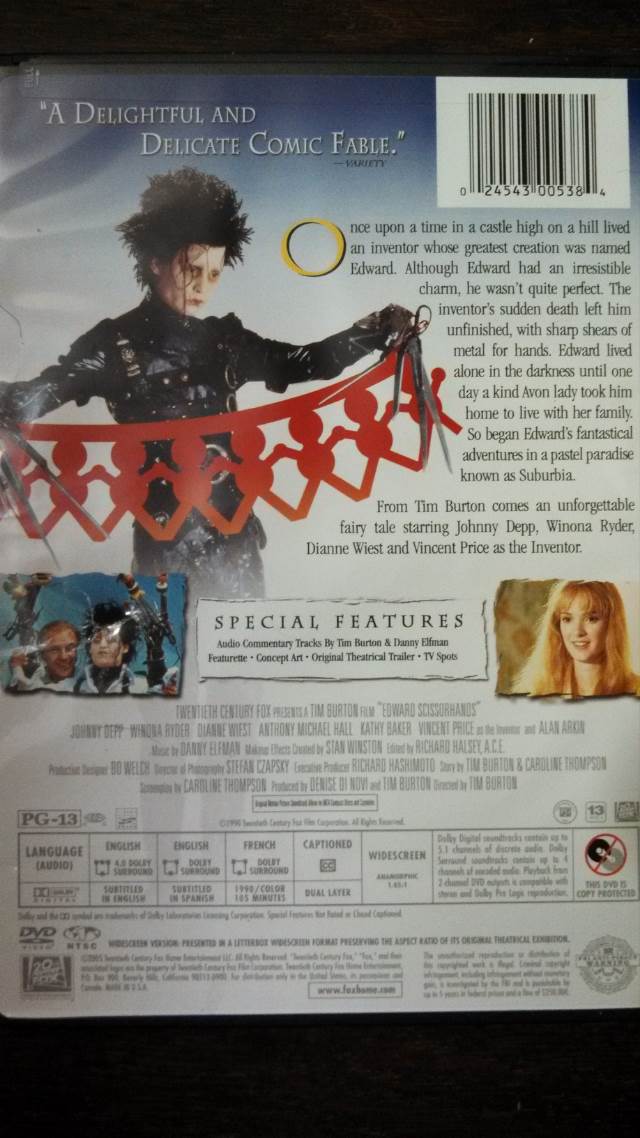 Edward Scissorhands DVD movie collectible [Barcode 024543005384] - Main Image 2