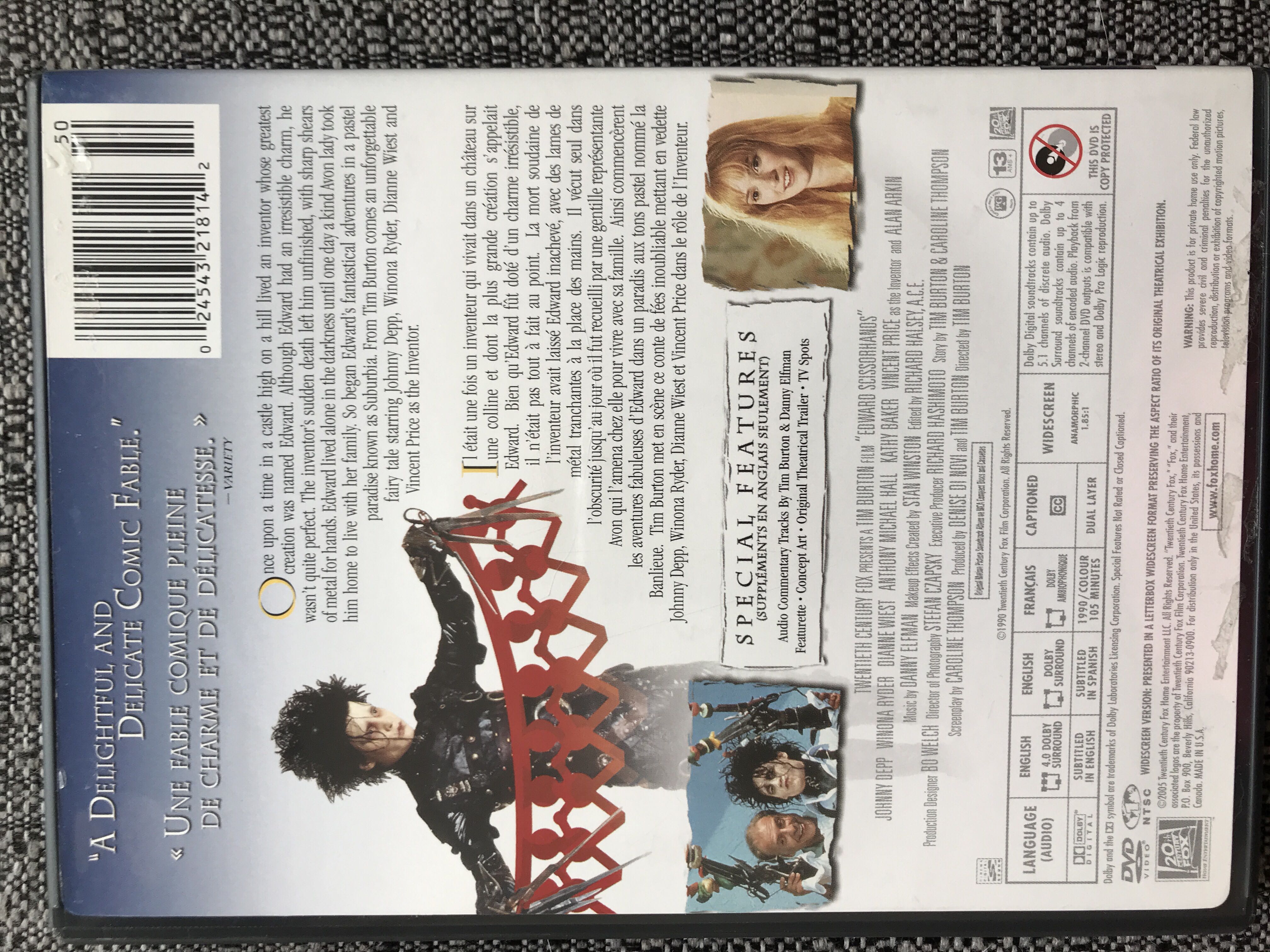 Edward Scissorhands DVD movie collectible [Barcode 024543218142] - Main Image 3