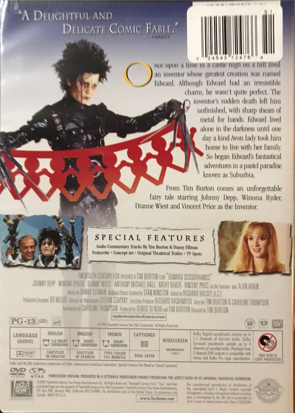 Edward Scissorhands DVD movie collectible [Barcode 024543724766] - Main Image 2