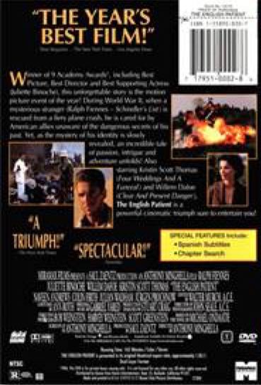 English Patient, The Blu-ray movie collectible [Barcode 5017188815987] - Main Image 2