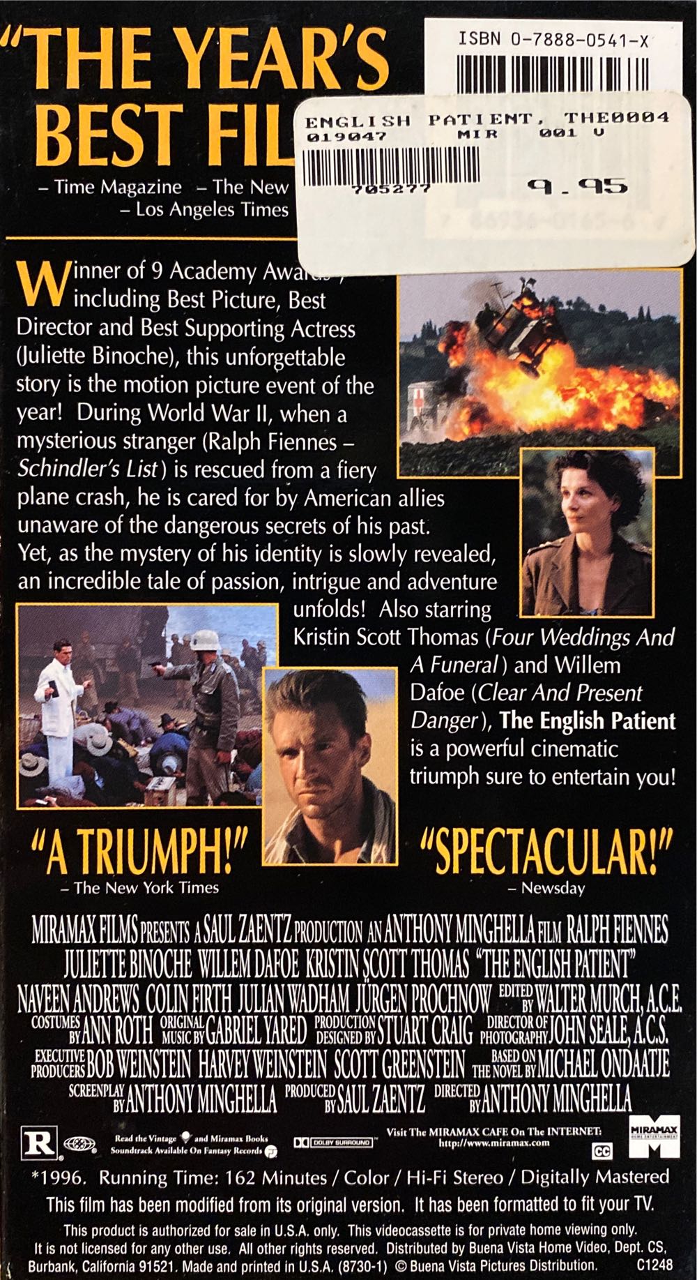 The English Patient VHS movie collectible [Barcode 786936016567] - Main Image 2