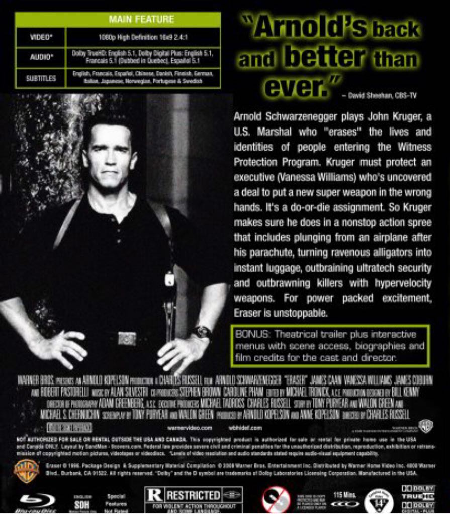Eraser DVD movie collectible [Barcode 025391480224] - Main Image 2