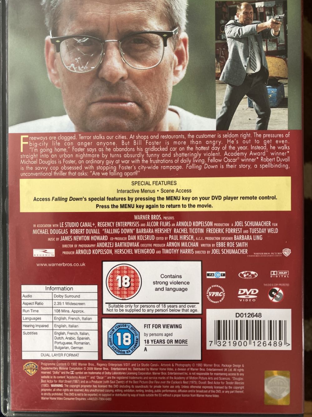 Falling Down DVD movie collectible [Barcode 7321900126489] - Main Image 3
