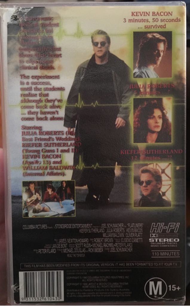 Flatliners VHS movie collectible [Barcode 043396035416] - Main Image 2