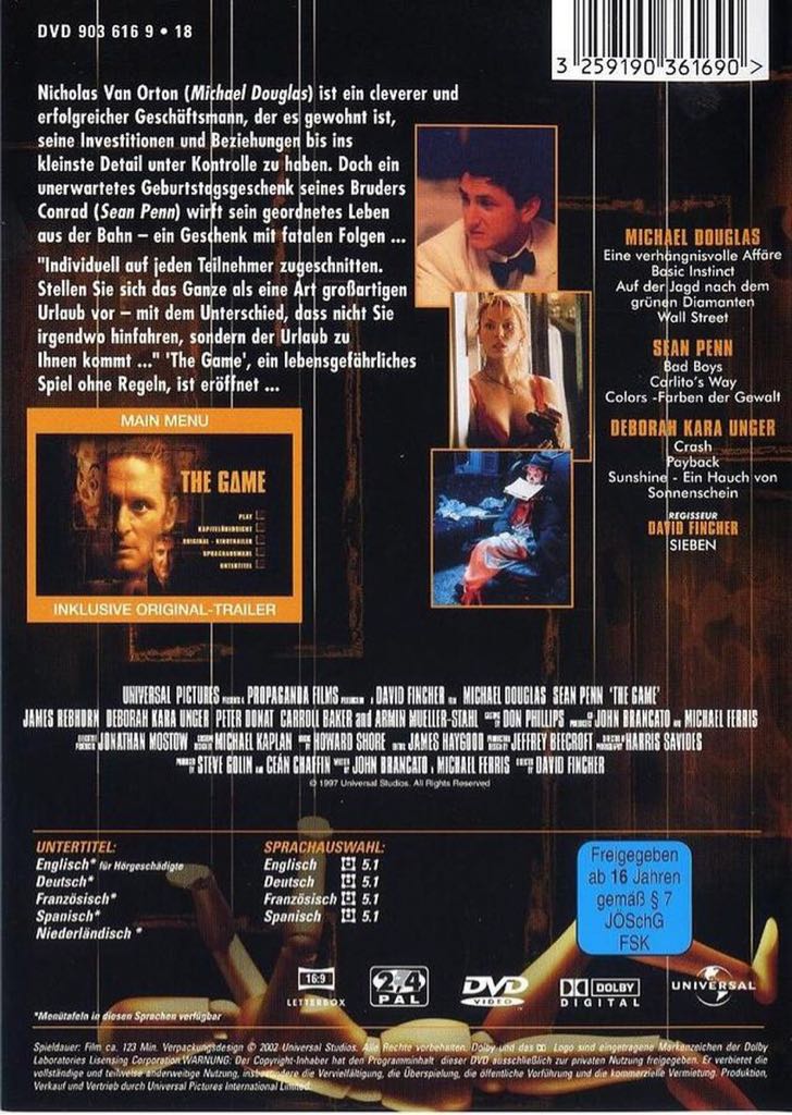 The Game DVD movie collectible [Barcode 7393834222902] - Main Image 2