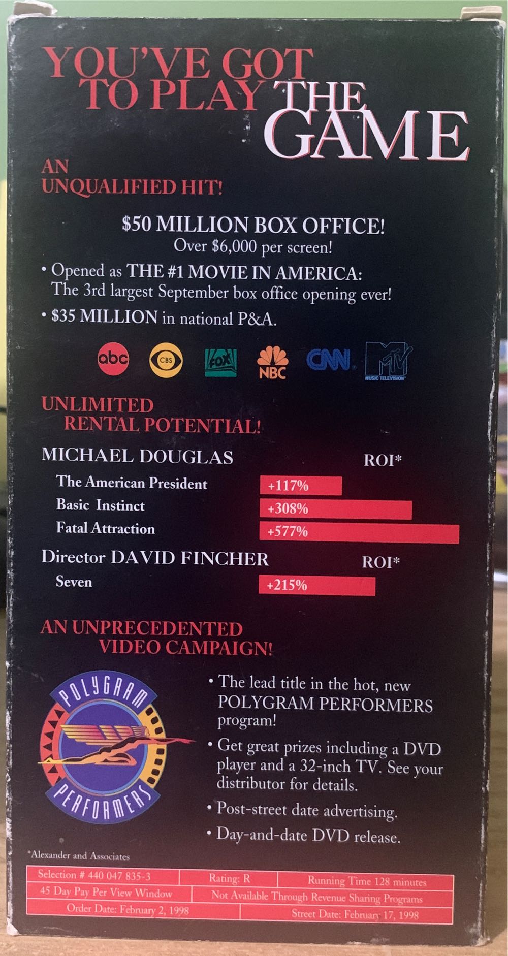 The Game - Screening Copy VHS movie collectible [Barcode 777499718791] - Main Image 2