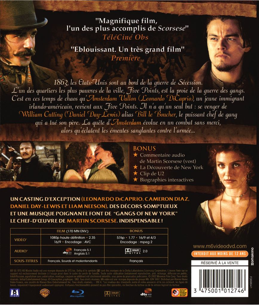 Gangs of New York Blu-ray movie collectible [Barcode 3475001012746] - Main Image 2