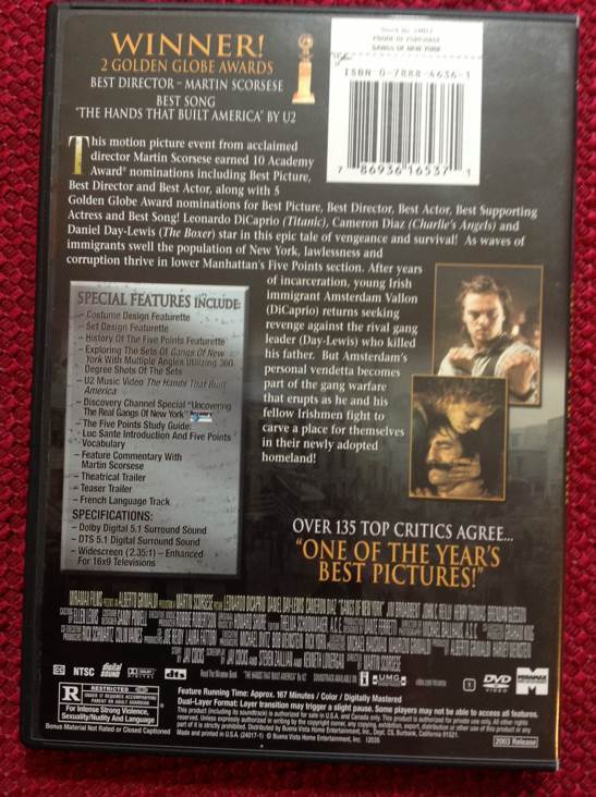 Gangs of New York DVD movie collectible [Barcode 786936165371] - Main Image 2