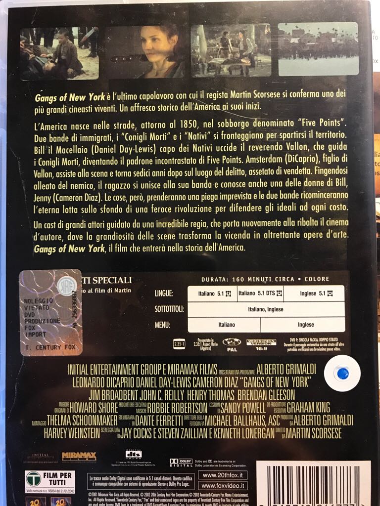 Gangs Of New York DVD movie collectible [Barcode 8010312046773] - Main Image 2