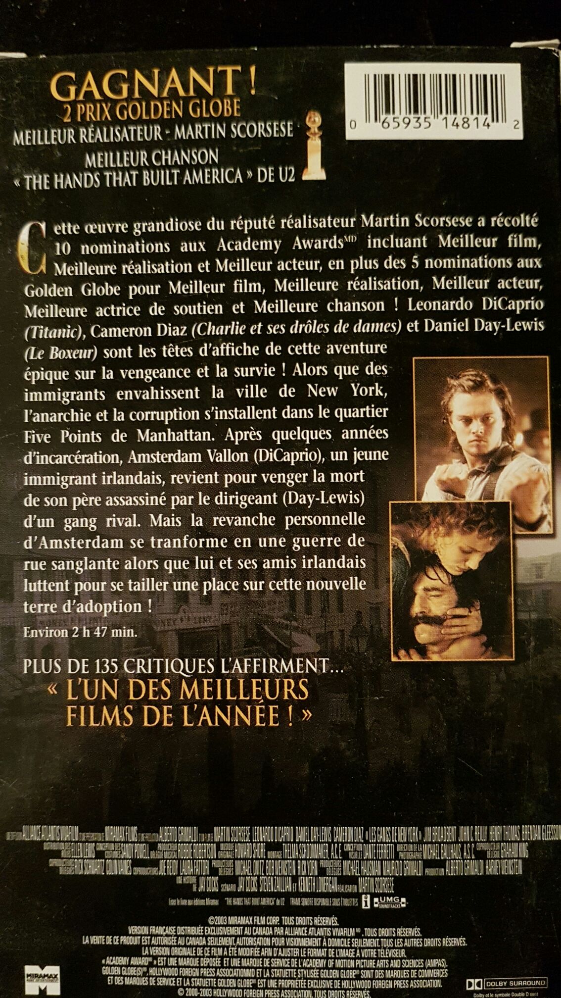 Gangs of New York VHS movie collectible [Barcode 9317731018381] - Main Image 2