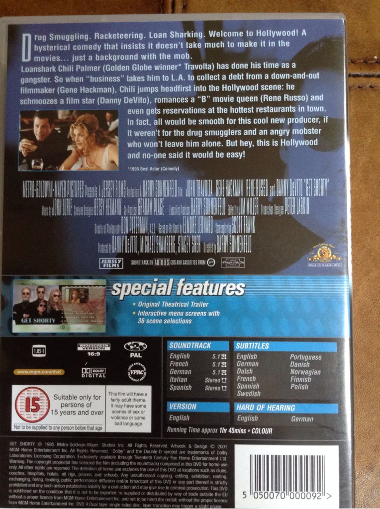 Get Shorty DVD movie collectible [Barcode 5050070000092] - Main Image 2