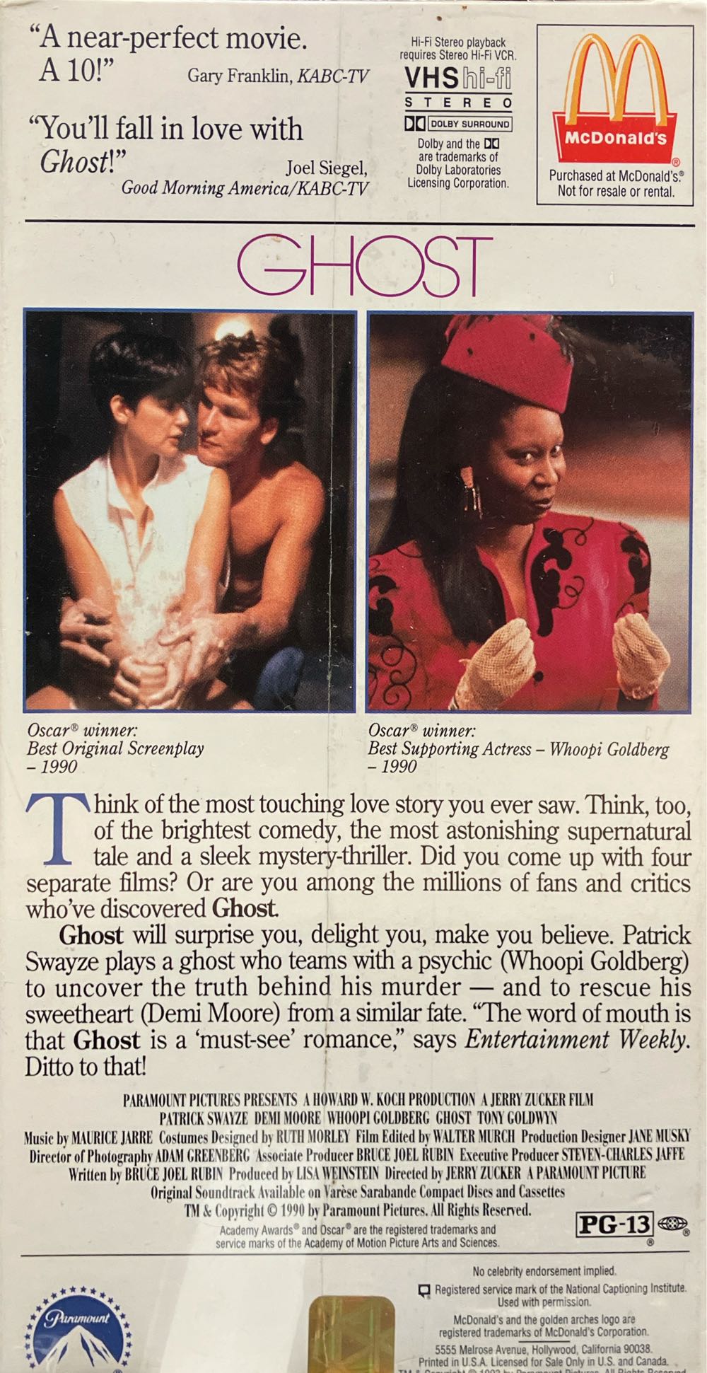 Ghost VHS movie collectible [Barcode 04114086] - Main Image 3