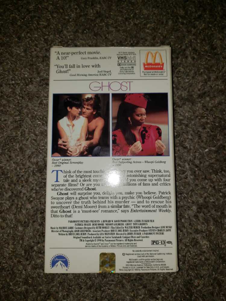 Ghost VHS VHS movie collectible [Barcode 097361207421] - Main Image 2