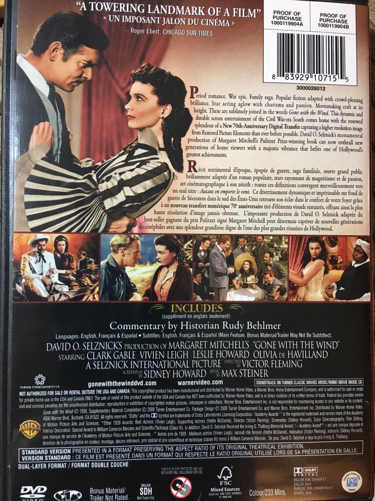 Gone with the Wind DVD movie collectible [Barcode 883929107155] - Main Image 2