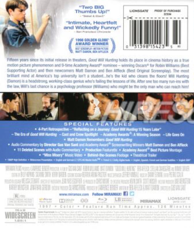 Good Will Hunting Movies Anywhere movie collectible [Barcode 031398161080] - Main Image 2