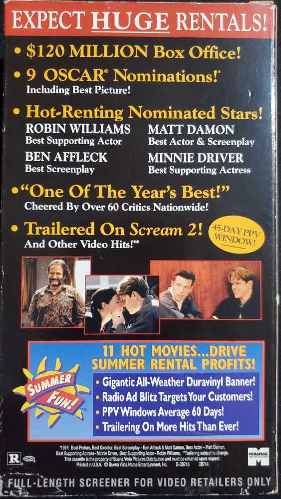 Good Will Hunting VHS movie collectible [Barcode 065935125648] - Main Image 2