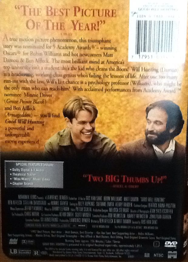 Good Will Hunting DVD movie collectible [Barcode 717951001498] - Main Image 2