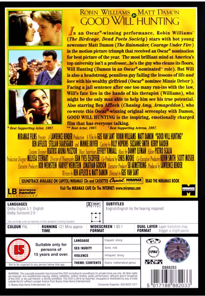 Affleck/Damon: Good Will Hunting DVD movie collectible [Barcode 8801834551209] - Main Image 2