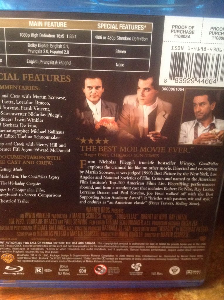 Goodfellas Blu-ray movie collectible [Barcode 883929446643] - Main Image 2