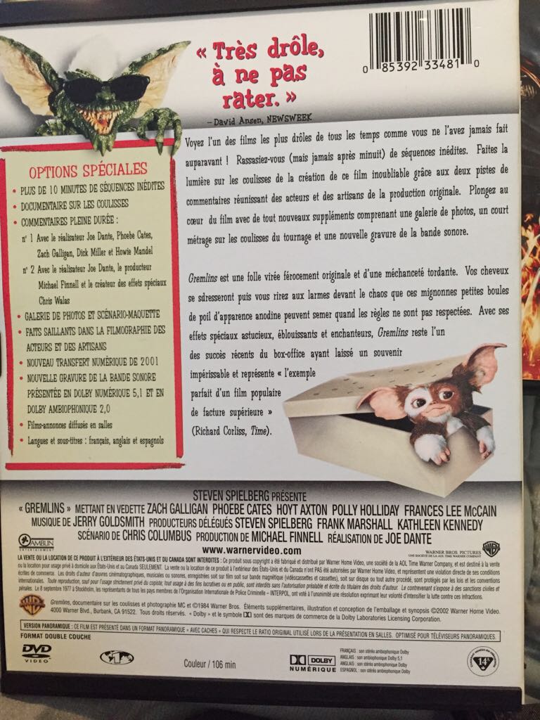 Gremlins DVD movie collectible [Barcode 085392334810] - Main Image 2