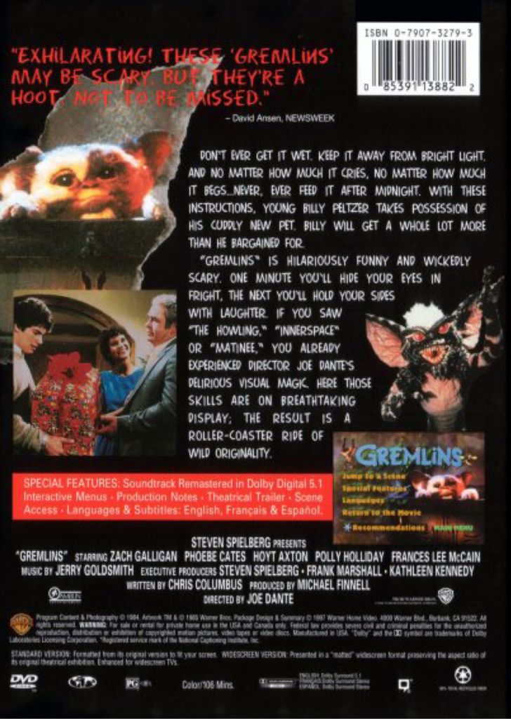 Gremlins DVD movie collectible [Barcode 7321900113885] - Main Image 2