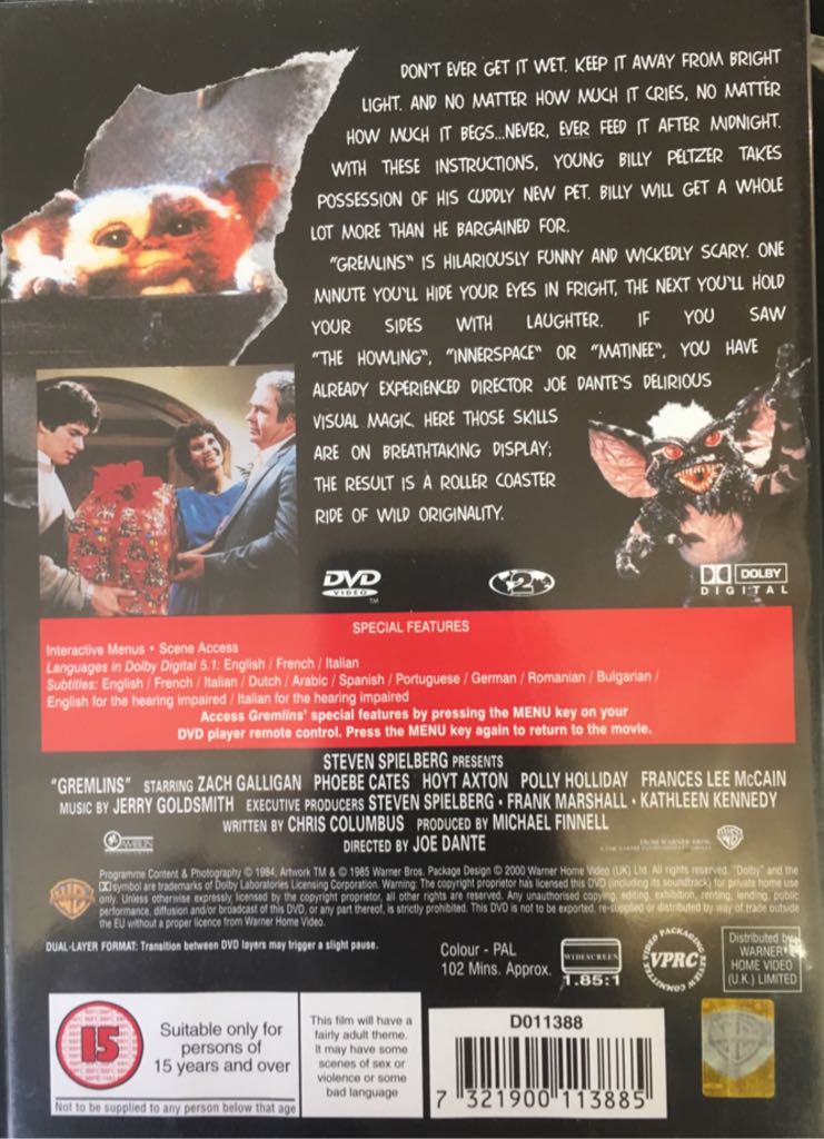 Gremlins DVD movie collectible [Barcode 7321944113889] - Main Image 2