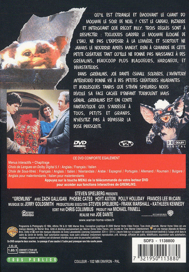 Gremlins DVD movie collectible [Barcode 7321950113880] - Main Image 2