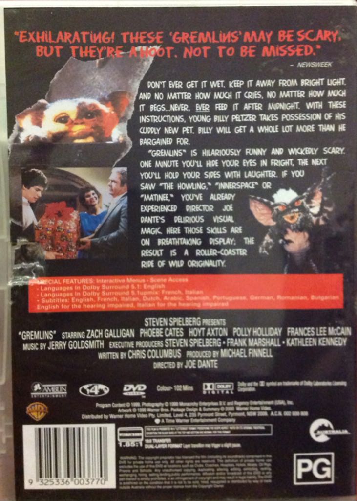 Gremlins DVD movie collectible [Barcode 9325336003770] - Main Image 2