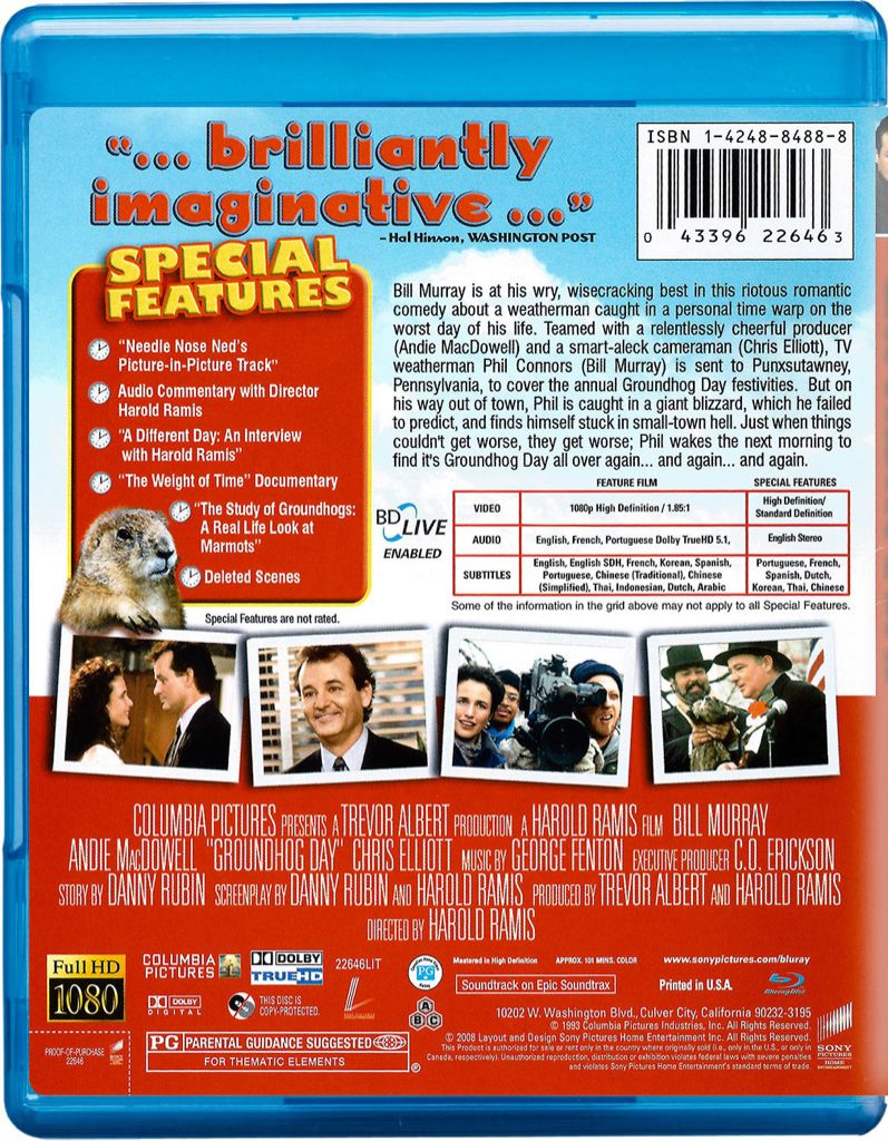 Groundhog Day Blu-ray movie collectible [Barcode 043396226463] - Main Image 2