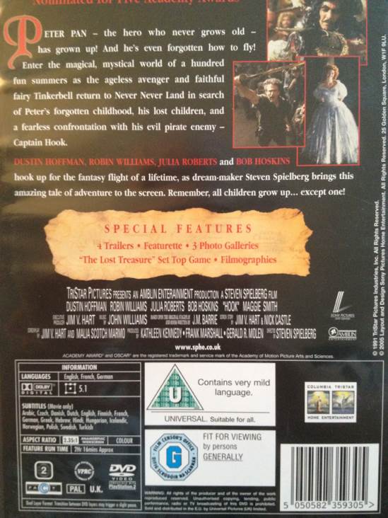 Hook DVD movie collectible [Barcode 5050582359305] - Main Image 2