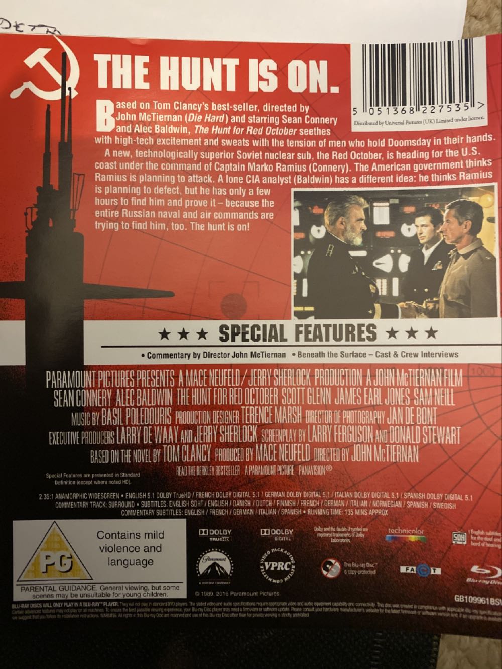 The Hunt for Red October Blu-ray movie collectible [Barcode 5051368227535] - Main Image 2