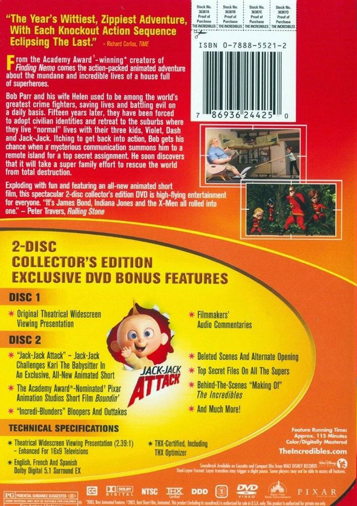 The Incredibles DVD movie collectible [Barcode 7332505001583] - Main Image 2