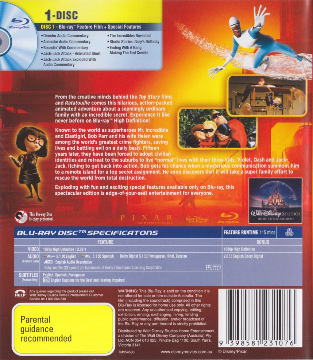 Incredibles , The Blu-ray movie collectible [Barcode 9398581231076] - Main Image 2