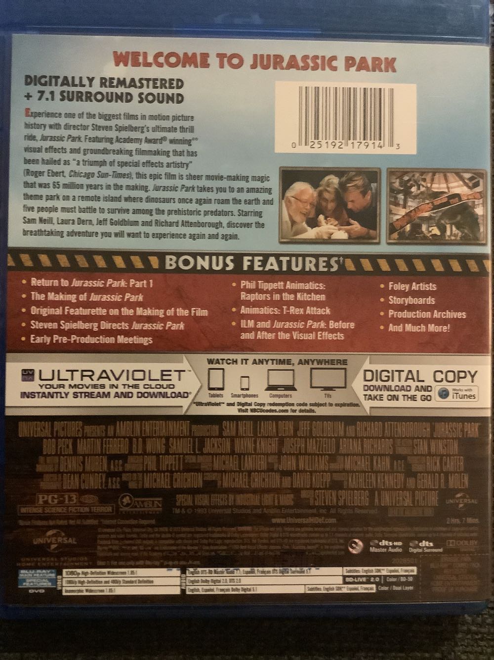 Jurassic Park Blu-ray movie collectible [Barcode 025192179143] - Main Image 3