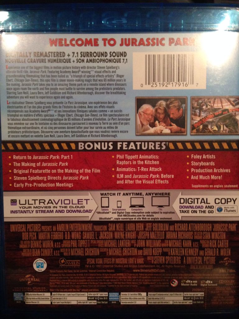 Jurassic Park 1 DVD movie collectible [Barcode 025192179167] - Main Image 2